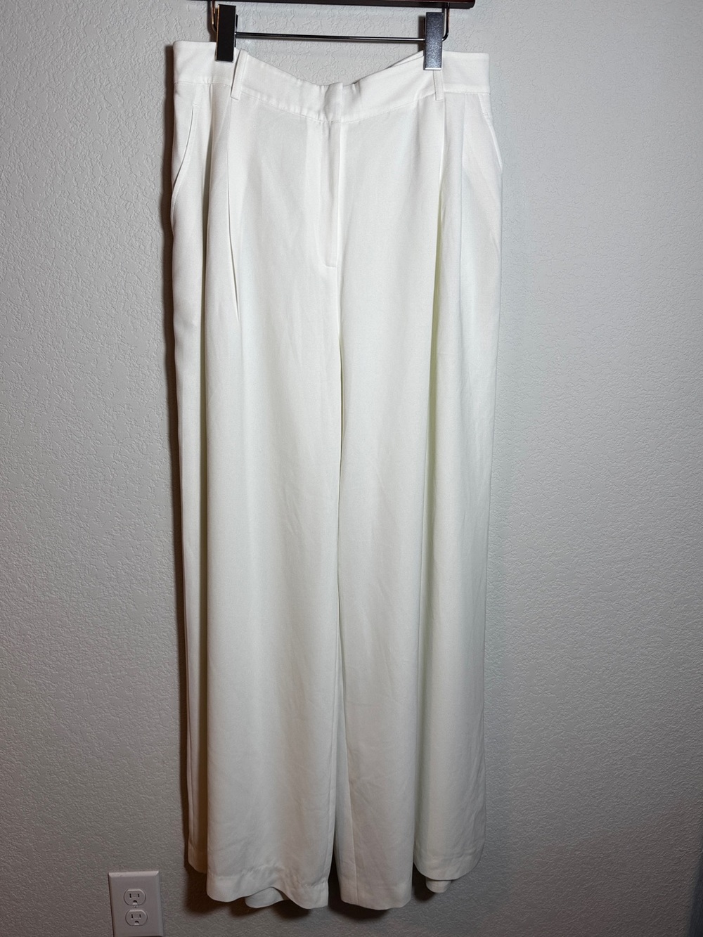 Lafayette 148 New York Pants Women 12 Ivory Wide Leg draped Trousers luxury